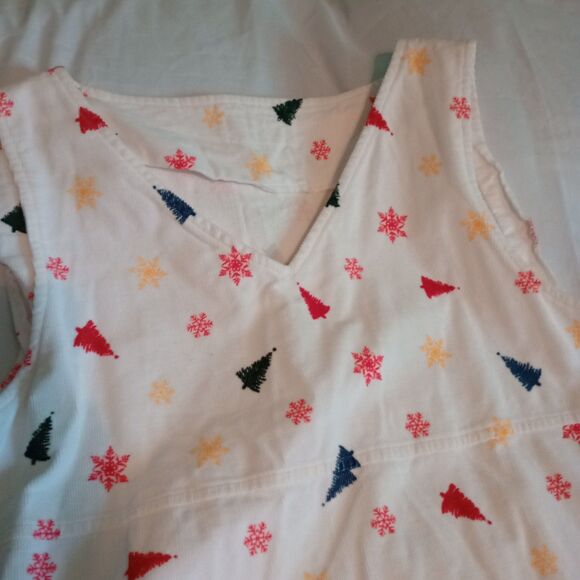 Women's Corduroy Maxi Art To Wear Jumper. White, Christmas Trees Pockets *Read* - Picture 1 of 10